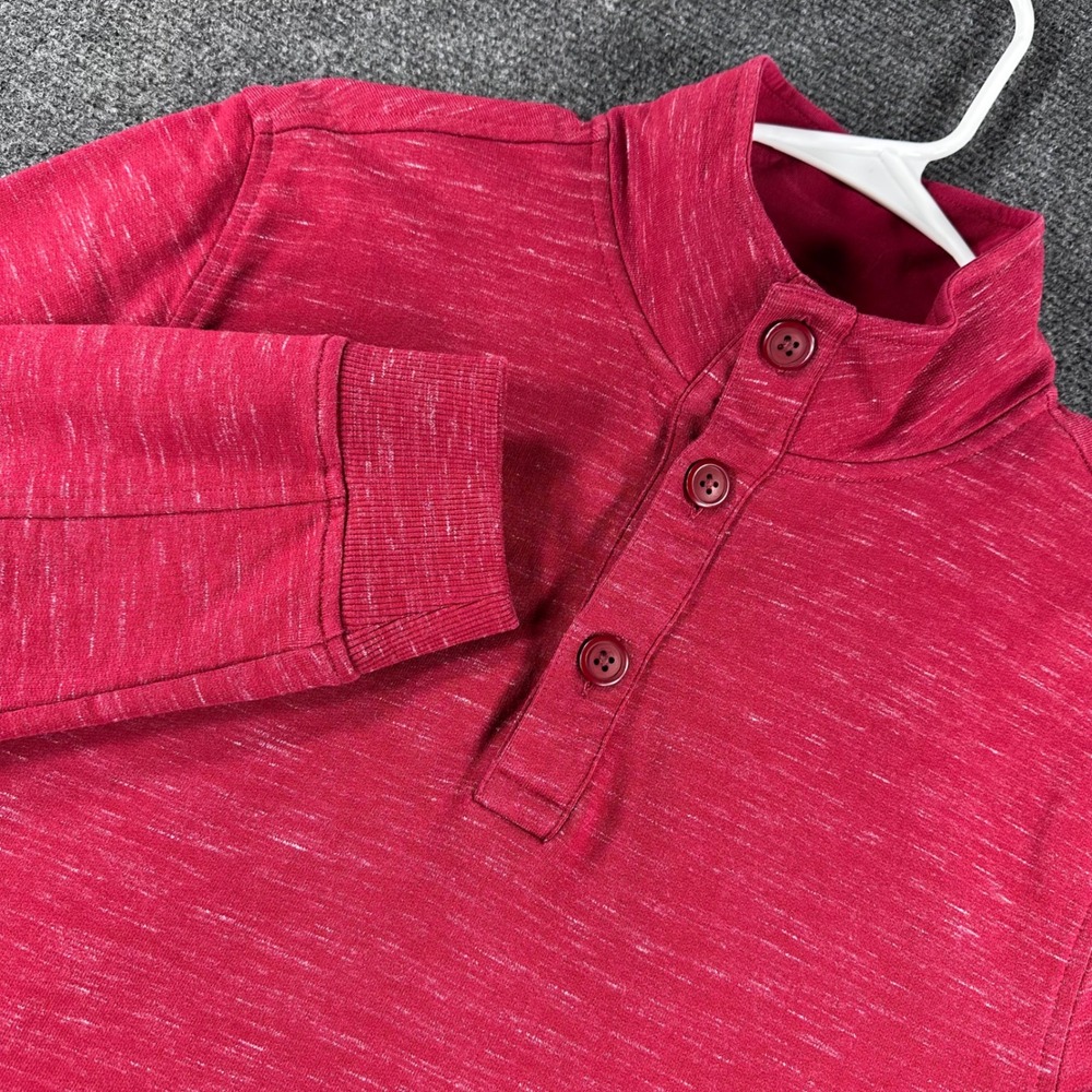 UNTUCKit Pullover Mens L Large Red Livio Heathered Button Mock Neck Sweatshirt